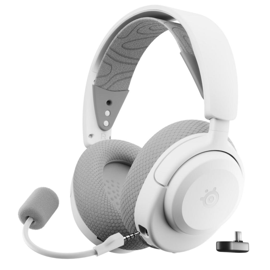SteelSeries Arctis Nova 3PW White Gaming Compatible with and with RGB AI Noise Spatial and Sound Product White Headset, Lightweight, Wireless,