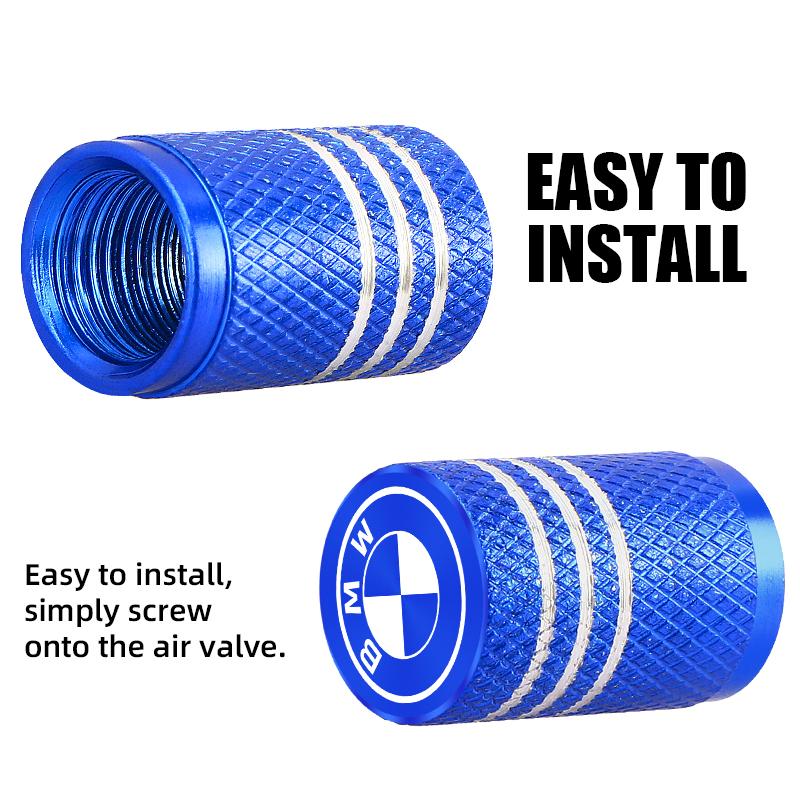 D5FG-97 4pcs Car Wheel Tire Valve Caps laser Wheel Tire Stem Valve Cap Covers For BMW E90 E91 E92 E93 X1 X3 X5 X6 X7 Accessories FLUTW1