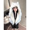 American Retro Cat Ear Seat Mountain Carving Cotton Clothes Women's Autumn and Winter Coats Loose Velvet Thickened Warm Couple Cotton Clothes Tide