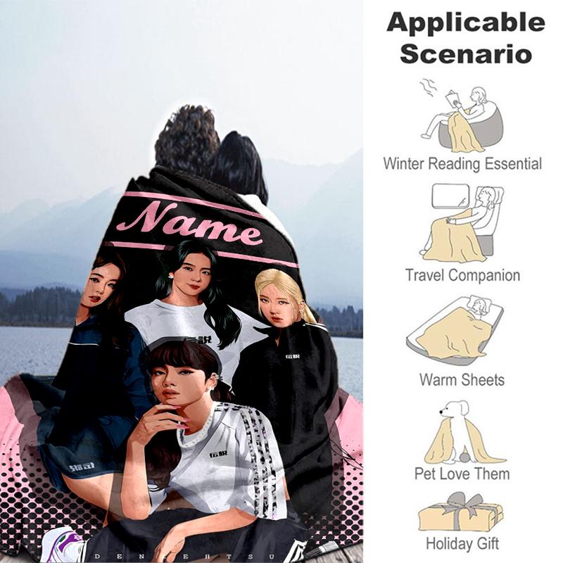 1PC Custom Name "Name Group Fashion" Flannel Blanket Versatile,all-season Throw Suitable for the Living Room,bedroom,camping,travel,and Gift