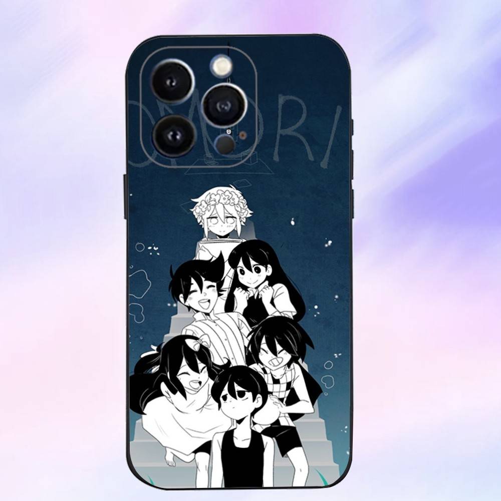 Epc O-Omori cartoon Phone Case For iPhone 16,15,14,13,12,11 Plus,Pro Max,XS,X,XR,SE,Mini,8,7,Soft Silicone Black Cover