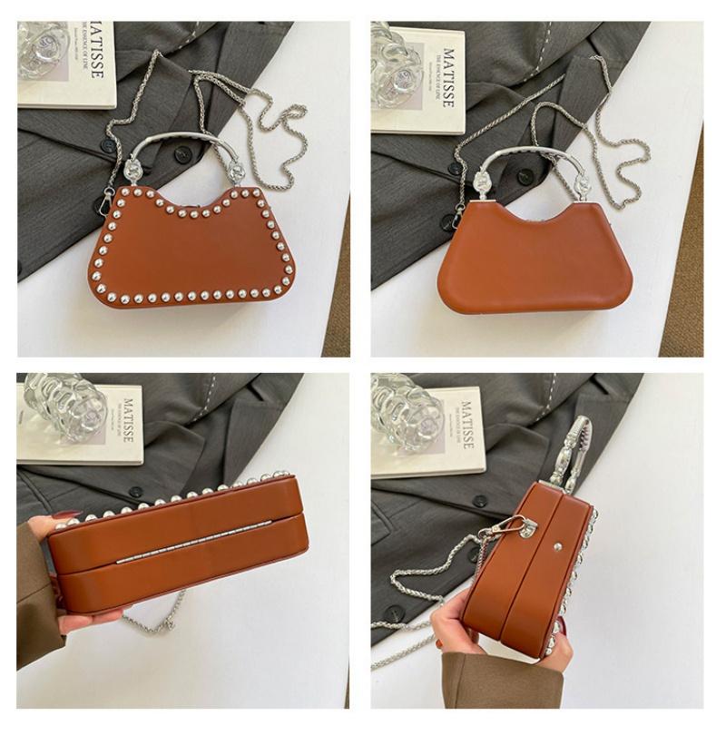 Designer Retro Diamd Clutch Purse for Women PU Leather Crossbody Bag with Chain Metal Handle Fashi Accessory for Party