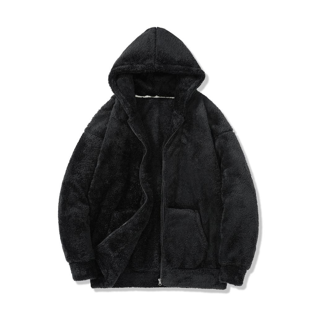 Arctic Velvet Men's Winter Hooded Cardigan - Loose Fit, Warm & Fluffy Style