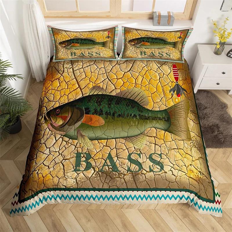 Fishing Soft Duvet Cover Set Twin King For Young Boys Men Rustic Fisherman Warm Comforter Cover Microfiber Wild Cabin Fishing Theme Beding Set