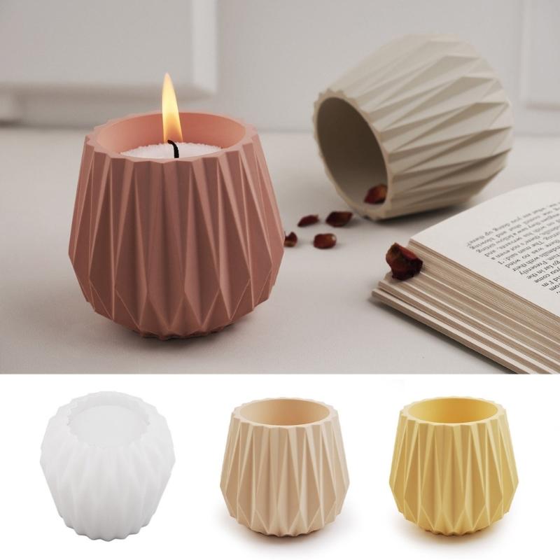Artistic Silicone Planter Creating Mold DIY Concrete Faceted Pots Candle Holder Mold for Home Decors Enthusiasts