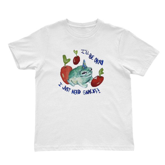 

Funny Frog I ll Be Okay I Just Need Snacks T-Shirt, Cute Animal Foodie Shirt S