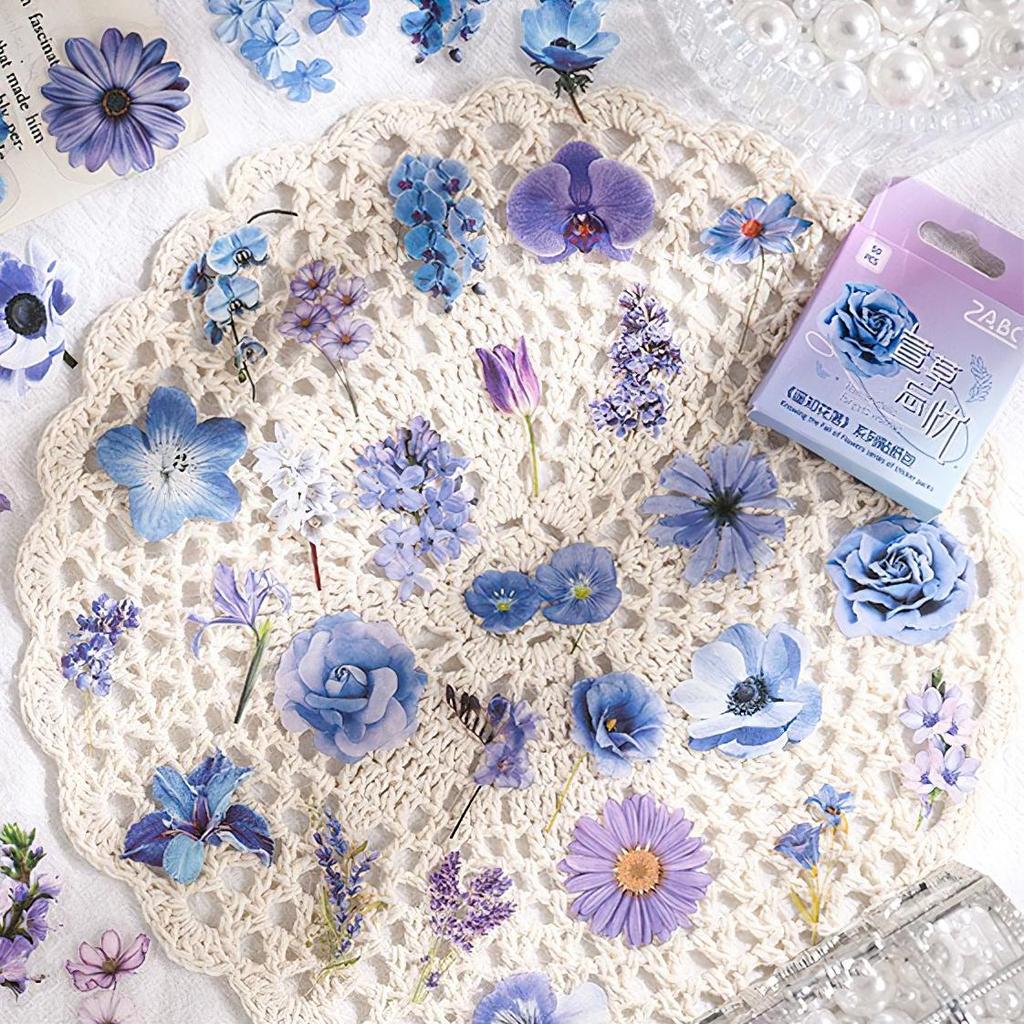 50pcs Flower Fall PET Stickers Set Green Plant Series Decoration Note Sticker Home Diary Book DIY Art