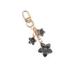 Alloy Cherry Blossom Keychain Enamel Coating Cute Bag Charm Durable Pearl Drop Keyring  For Women