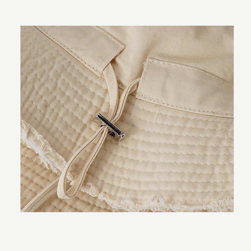 Women's Foldable Retro Bucket Hat: Japanese-Style Sun Hat with Frayed Edges, Korean Slimming Design