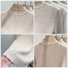 Women's Lace High-Neck Knit Sweater Autumn/Winter Beaded Solid Color Knit Pullover Sweater Stretch Knit Base Shirt