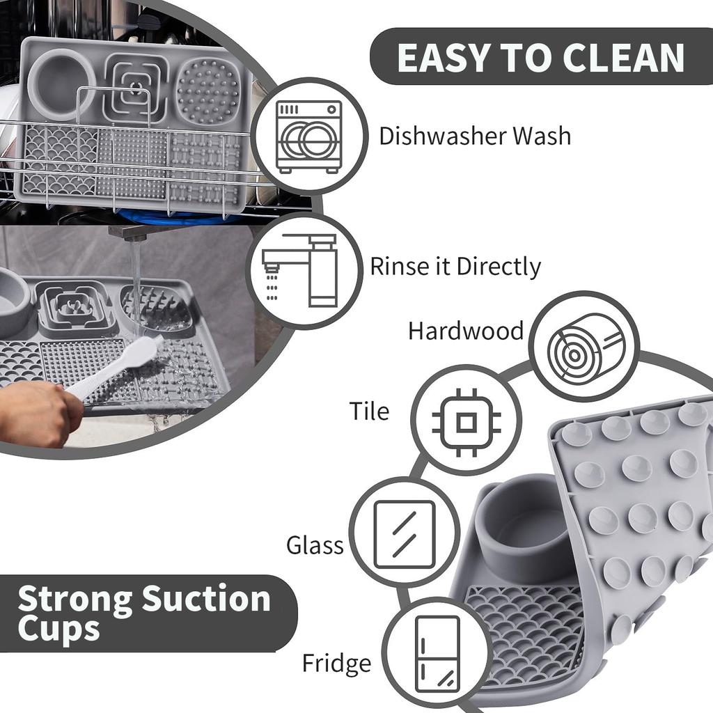 Lick Mat for Dogs, Slow Feeder Licking Mat with Suction Cups for Food and Water, Silicone Feeding Mat Perfect for Anxiety Relief