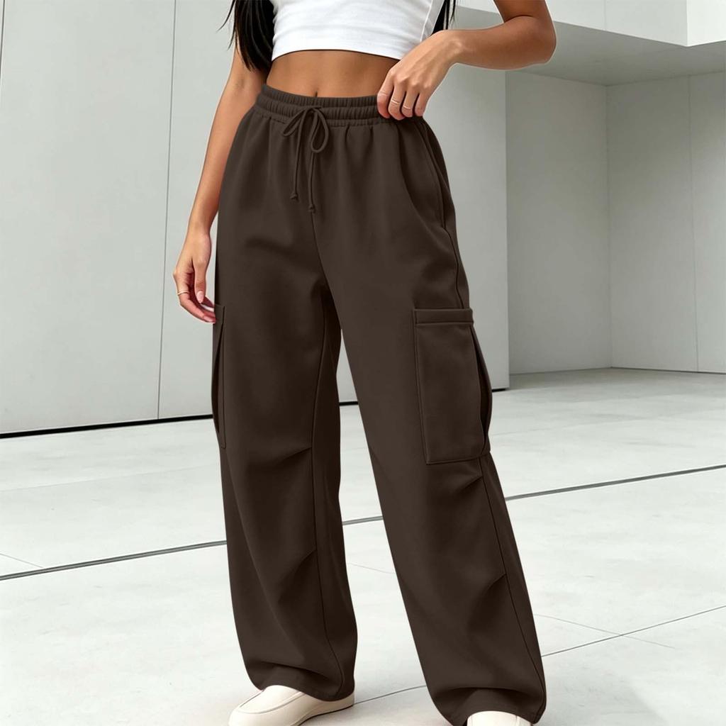 Lässige Damen-Sweatpants mit weitem Bein, elastischem Bund und für das Training