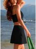 Solid Push Up High Waist Skort Sexy Two Piece Bikini Set Elegant Slimming
