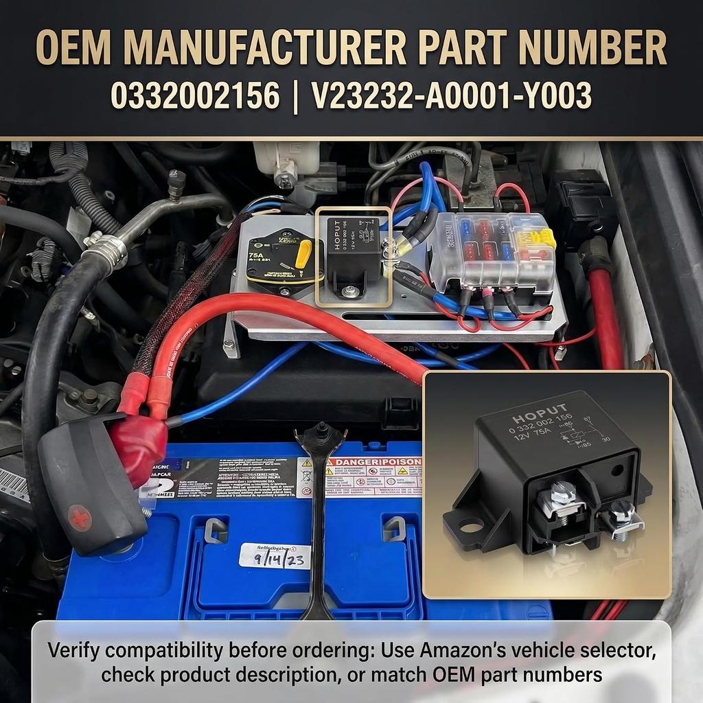 0332002156 V23232-a0001-y003 Normal Open Power Relay,12V, 75A, 1 Pack