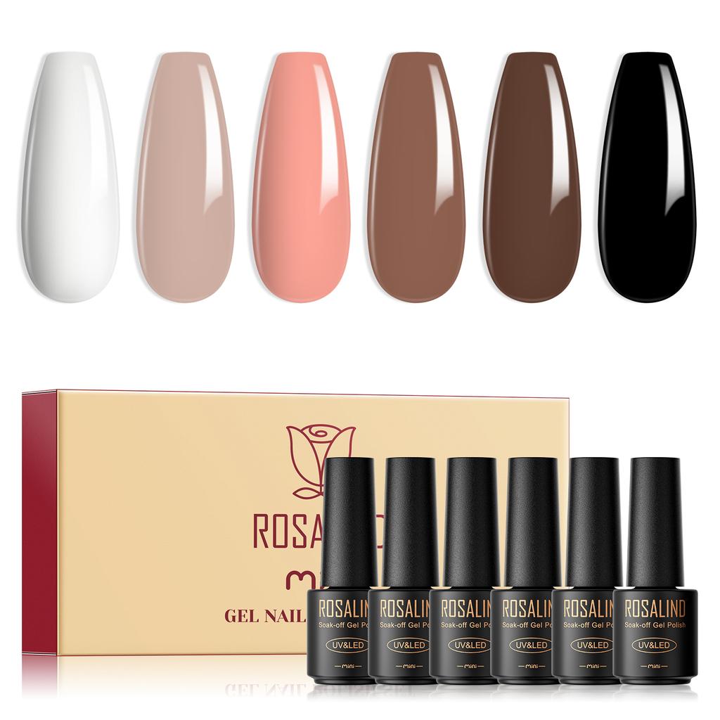 ROSALIND Gel Nail Polish Set 6pcs/Lot Nail Art Gel Polish Semi Permanent Gel Varnish Hybrid Soak Off UV Lamp Base Top Coat Gel Polish Kit
