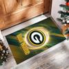 Green Bay Packers Crystal Velvet Rug, Custom Name Text Personalized Non‑Slip Floor Mat for Home Decor Gift