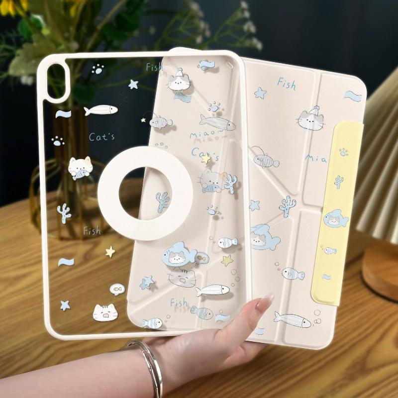 Magnetic Detachable IPad Case 7th 8th 9th Gen Air 7 6 Pro 11 Mini 720 Rotation Shockproof Cute Animal