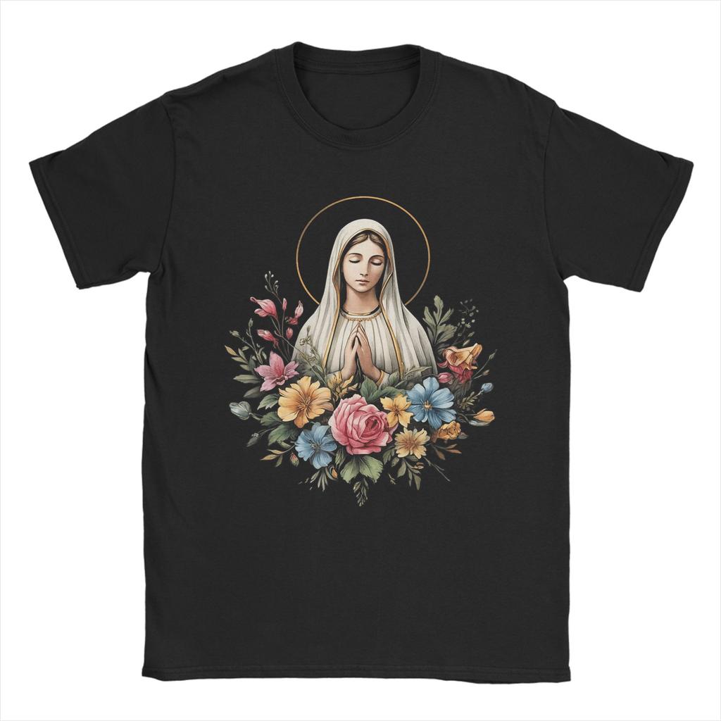 Vintage T Shirt Summer Tattoo Style Virgin Mary Hippie T Shirts  100 Cotton Tshirt for Men Y2K Retro Print Short Sleeve Clothes