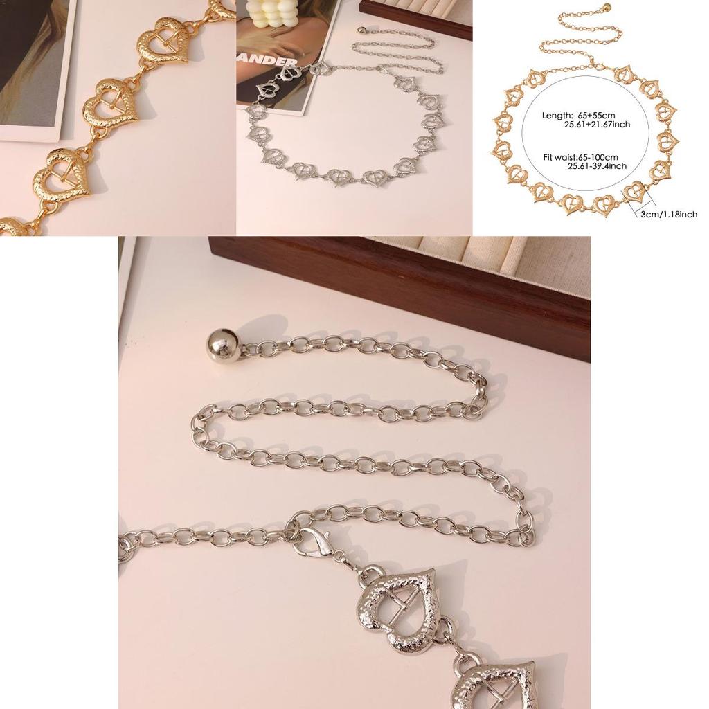 Heart Shaped Metal Waist Chain With Engraved Design For Adult Women Unique Jewelry Gift
