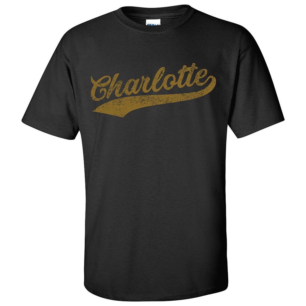 Charlotte City Baseball Script - Sports Team Hometown Baseball T-Shirt - Black