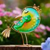 Colorful Metal Glass Bird Sculpture Set Of 3 Garden Art Statues Spring Outdoor Animal Figurine Metal Handicrafts Home Decoration