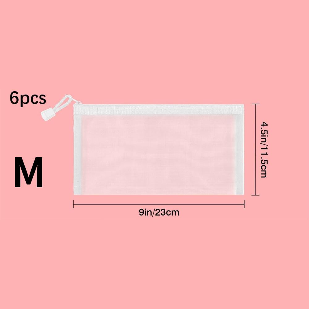 6/12 PCS See-Through Mesh Zipper Pouch Durable Nylon Mini Bag for Travel Makeup Cables Purse Organizer Insert for Toiletries