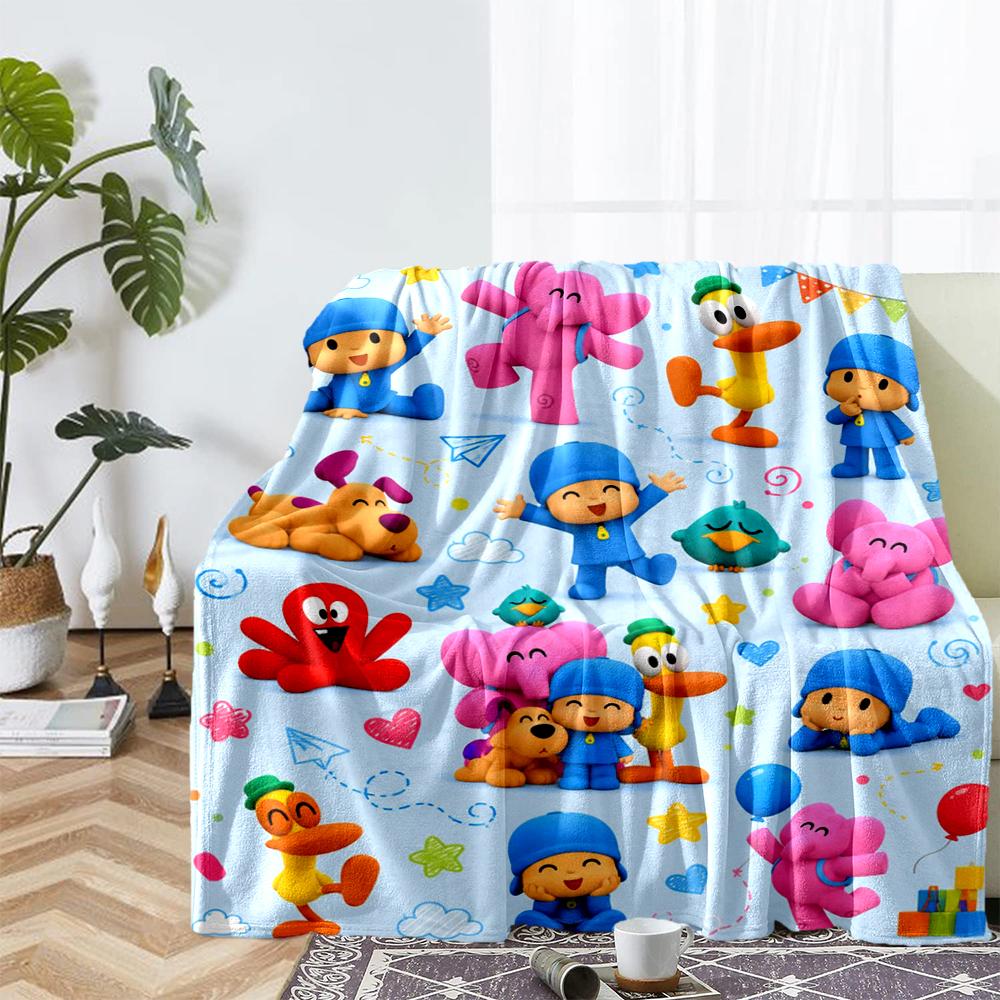 Pocoyo Theme Printed Blanket - Perfect for Couch, Bed, Travel & Outdoor Use | Machine Washable, Cozy & Durable.