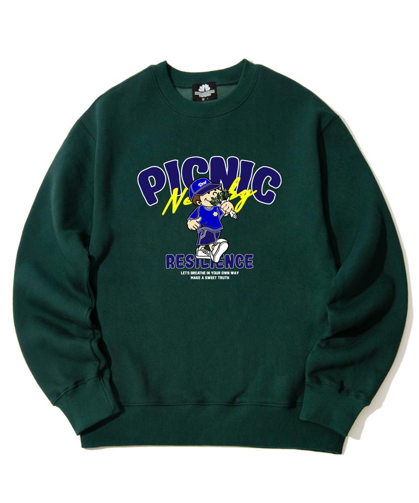 TRIPSHION Picnic Boy Graphic Crewneck - Green