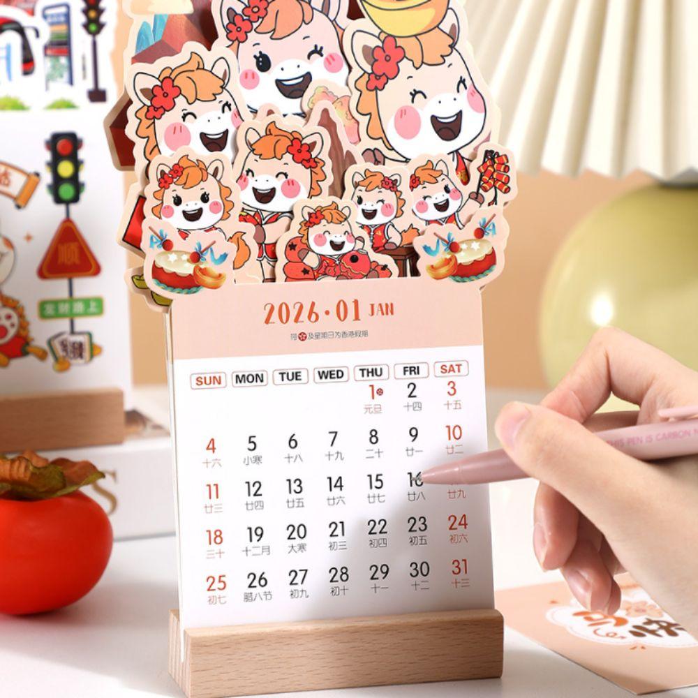 DIY 2026 Desktop Calendar Wooden Base Monthly Planner New Standing Calendar Table Desk Decor