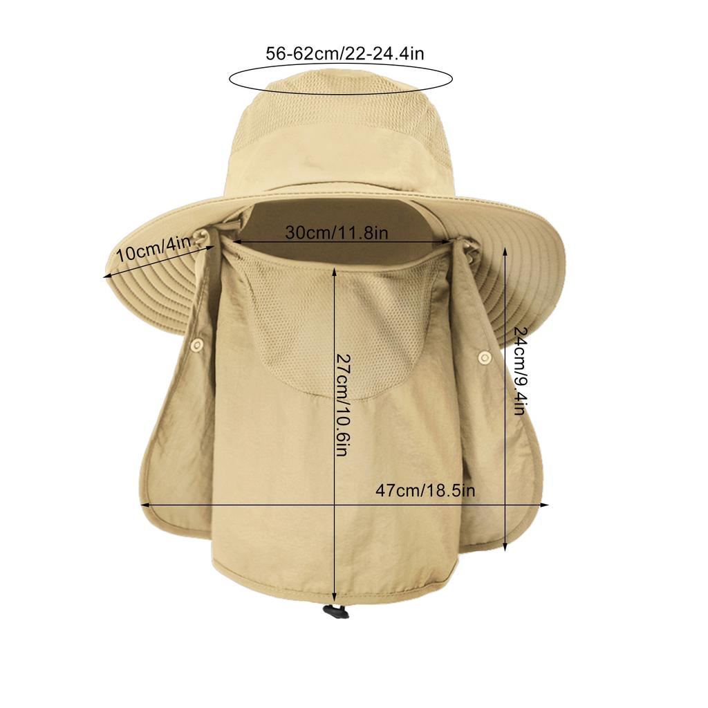 Sun Hat UV Protection Wide Brim Neck Flap Face Cover Multifunctional Cap for Hiking Fishing Beach