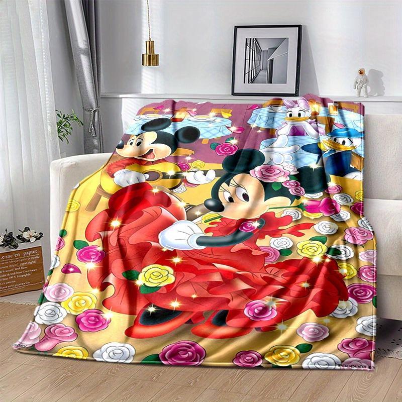 1pc, Disney Mickey Mouse Minnie Mouse Floral Throw Blanket, Home Decor, Couch Cover, Outdoor Blanket, Gift, Suitable for Bedroom, Living Room, Travel,