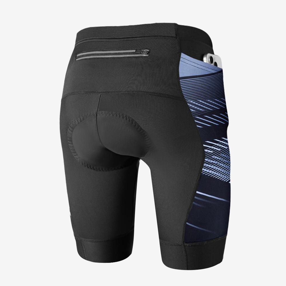 Shorts with 3D Sponge Pad, Breathable Bike Riding Shorts with Side Storage Pockets and Back Zipper Pocket for Road Cycling & MTB S