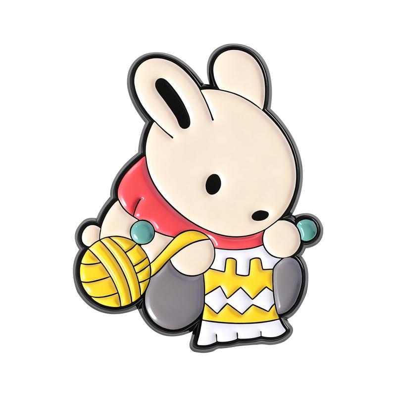 Rabbit Knitting Sleeping Enamel Pins Coffee Bunny Brooches Lapel Badges Cartoon Cute Animal Jewelry Gift for Friends