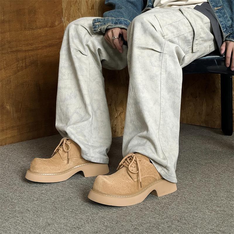 2024 Autumn Unisex Couple's British Style Retro Thick-Soled Casual Leather Shoes 9533-K