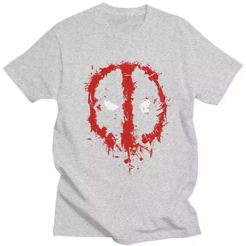 Kawaii Deadpool Splatter Men's Short Sleeve Casual T-Shirt Pure Cotton Casual T-Shirt Merch Hale Autumn and Winter Innerwear