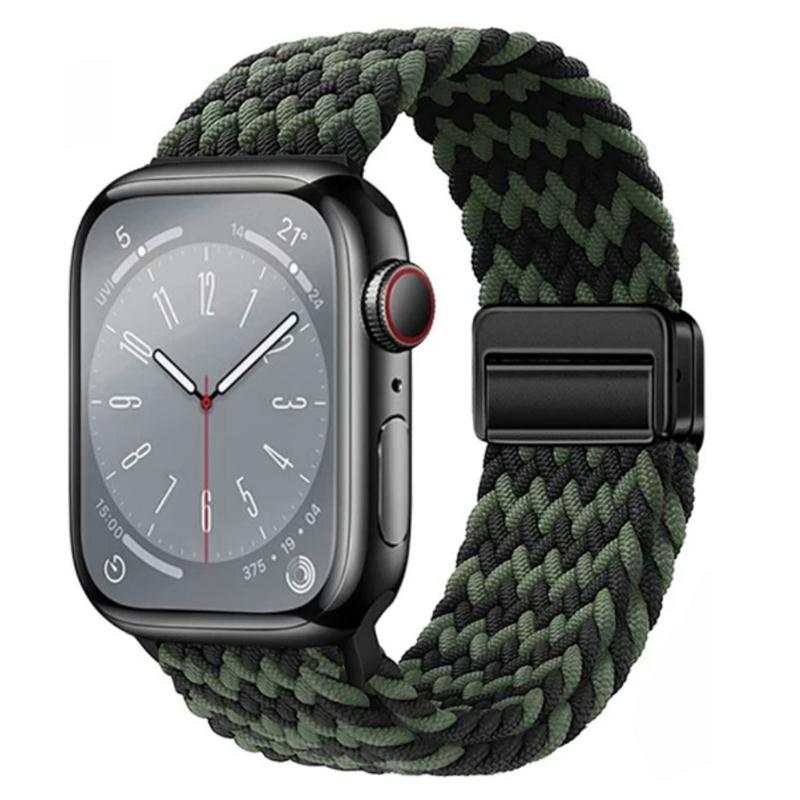 Geflochtenes Solo Loop-Armband aus Nylon für Apple Watch Band Ultra2 49 mm 9 8 7 41 mm Metall-Magnetarmband 45 mm 6 5 4 SE 44 mm verstellbarer elastischer iWatch-Gurt