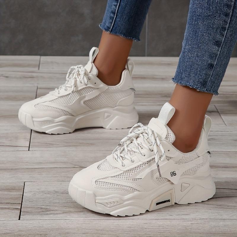 2025 Candy Color Mesh Pop Shoes Women's Thick Bottom Casual Sneakers Hundred Soft Bottom Breathable Running Shoes