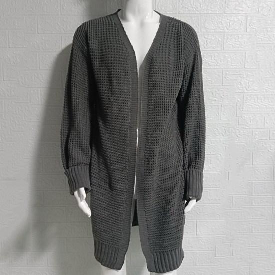 Men Sweater Cardigan Solid Color Long Sleeve Cold Proof Knitwear Autumn Winter Loose Mid Length Sweater Coat Streetwear
