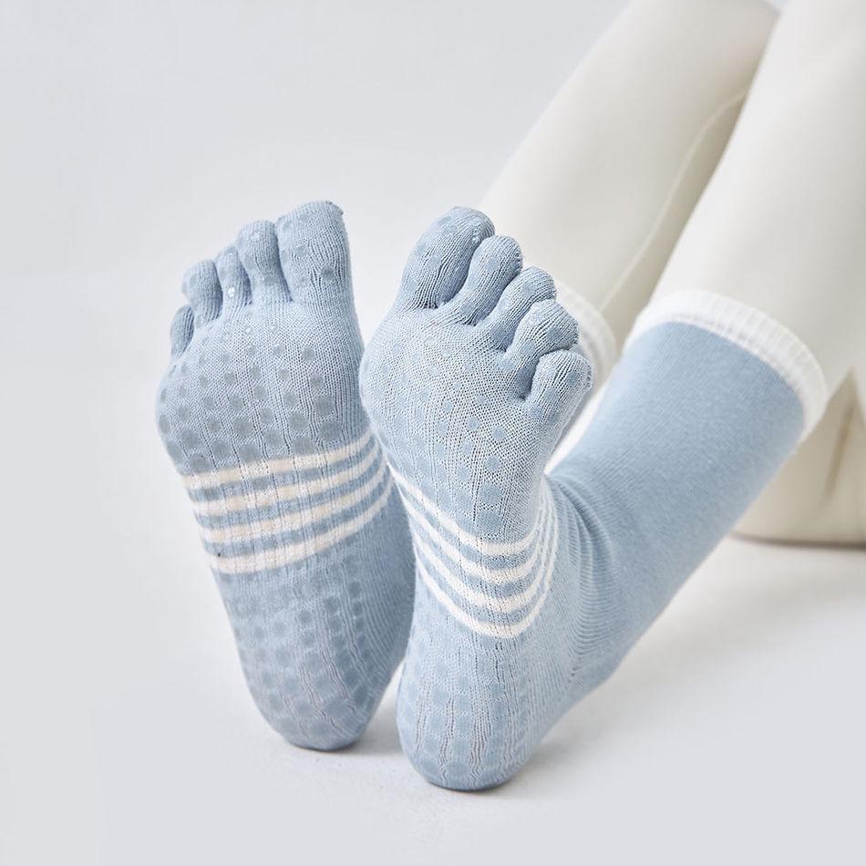 

Женские нескользящие дышащие хлопковые носки для пилатеса и йоги, средней длины, с пятью пальцами One Size синий