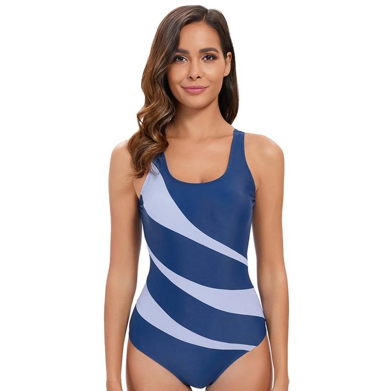 2026 New Striped Print Sport Swimwear Women Backless One Piece Swimsuit Female Professional Bathing Suit Swimming Suit For Women