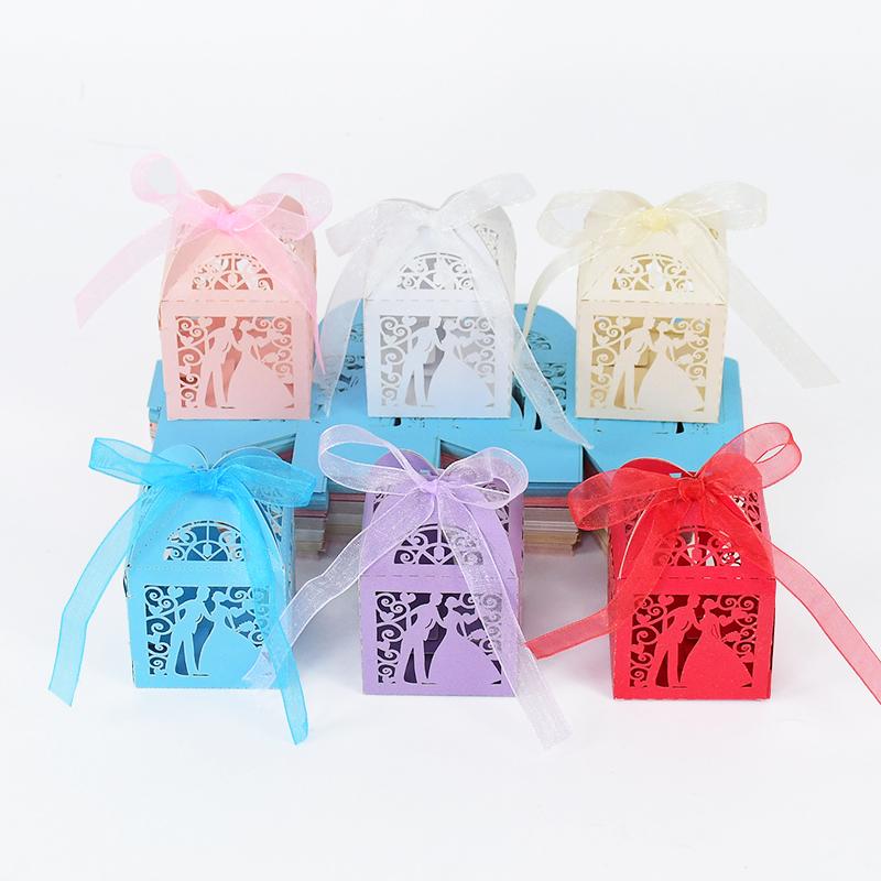 10/20Pcs Bride And Groom Candy Boxes Wedding Decoration Guest Favor Cookie Chocolate Gift Box Mariage Souvenirs Party Supplies