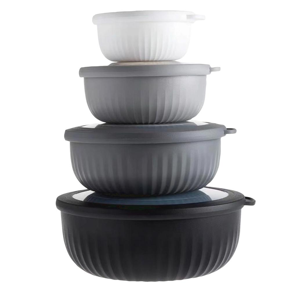 8 Piece Nesting Plastic Food Storage Bowls Set with Silicone Sealed Lids Airtight Refrigerator Containers for Meal Prep and Leftovers