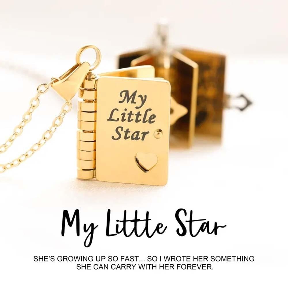 Stainless Steel Book Necklace for Daughter Titanium Steel Girls Text Locket  Jewelry Accessories