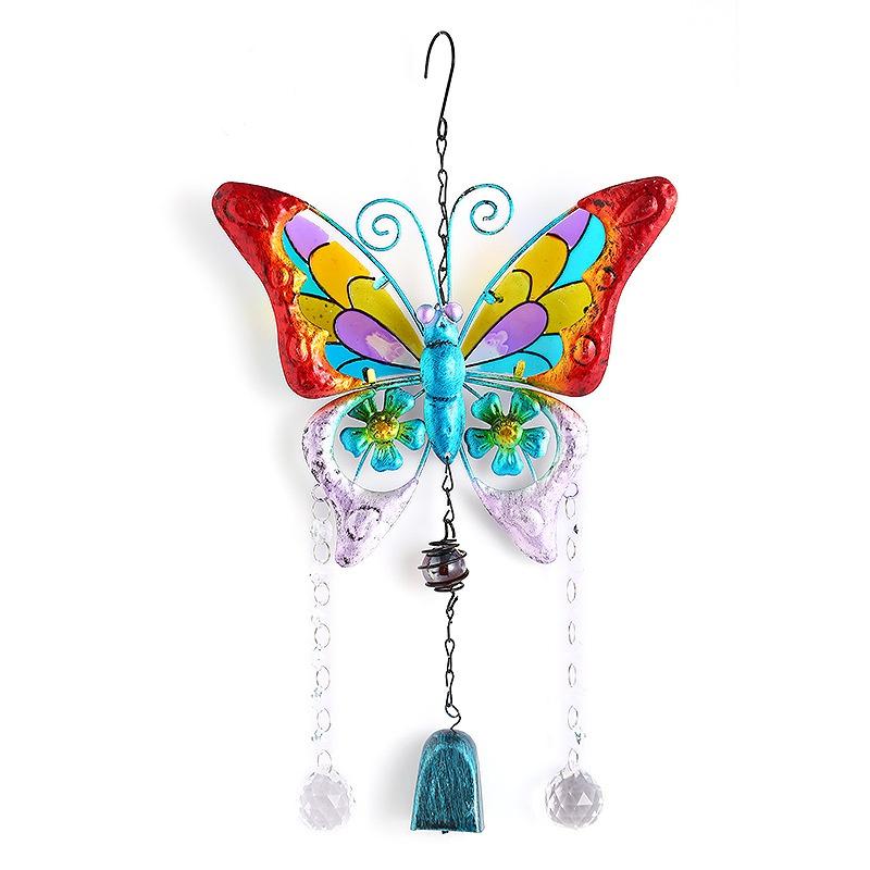 Bogen Windspiele Ornamente Zuhause Pastoral Farbdruck Schmetterling Doppelte Kristallkugel Glocken Ornamente