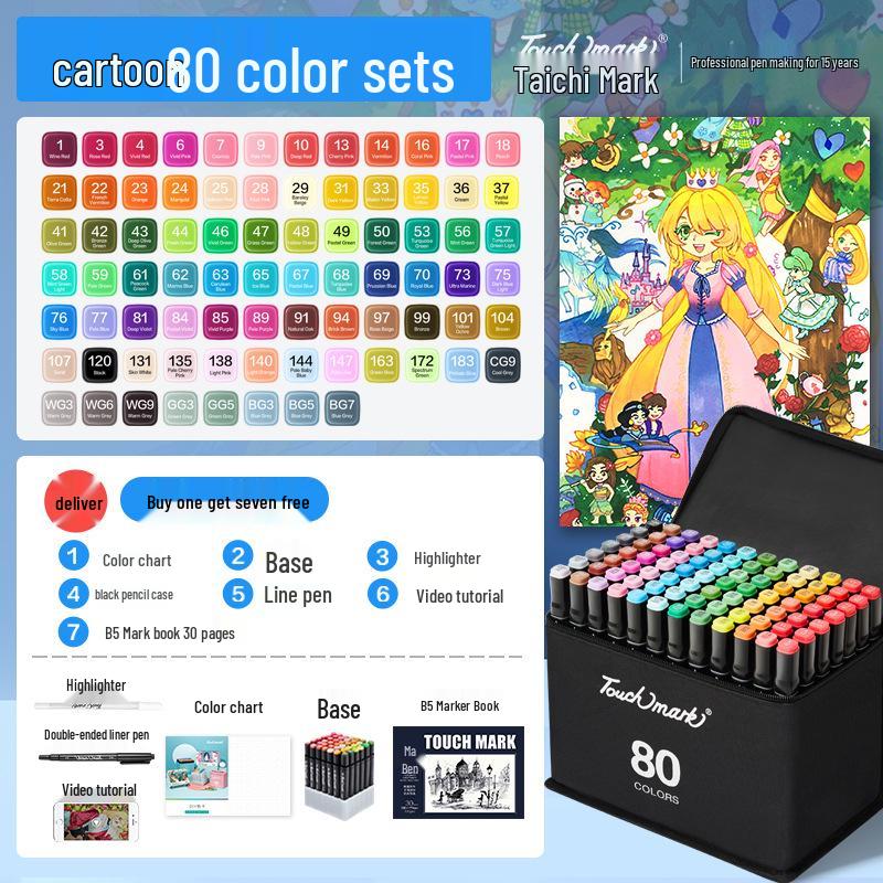 Dual-Tip Art Marker Set - 120 Colors, Hard Tip, Oil-Based for Students