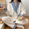 Plus Size Maternity Kimono Pajamas - Autumn/Winter Cotton for Postpartum & Breastfeeding