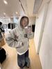 Women Floral Embroidery Hoodie Loose American Street Style Pullover Hooded Sweatshirt Autumn Winter Couple Top M‑XXL