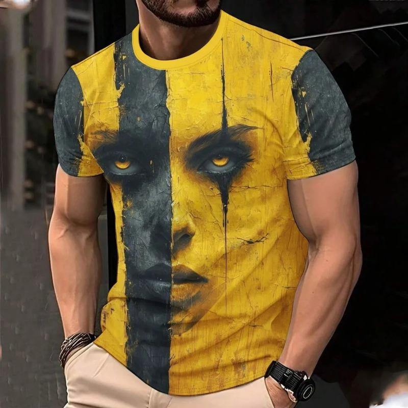 Pánské tričko pro muže 3D potisk Cool Klasické umělecké tričko na léto Kulatý výstřih Topy Trička