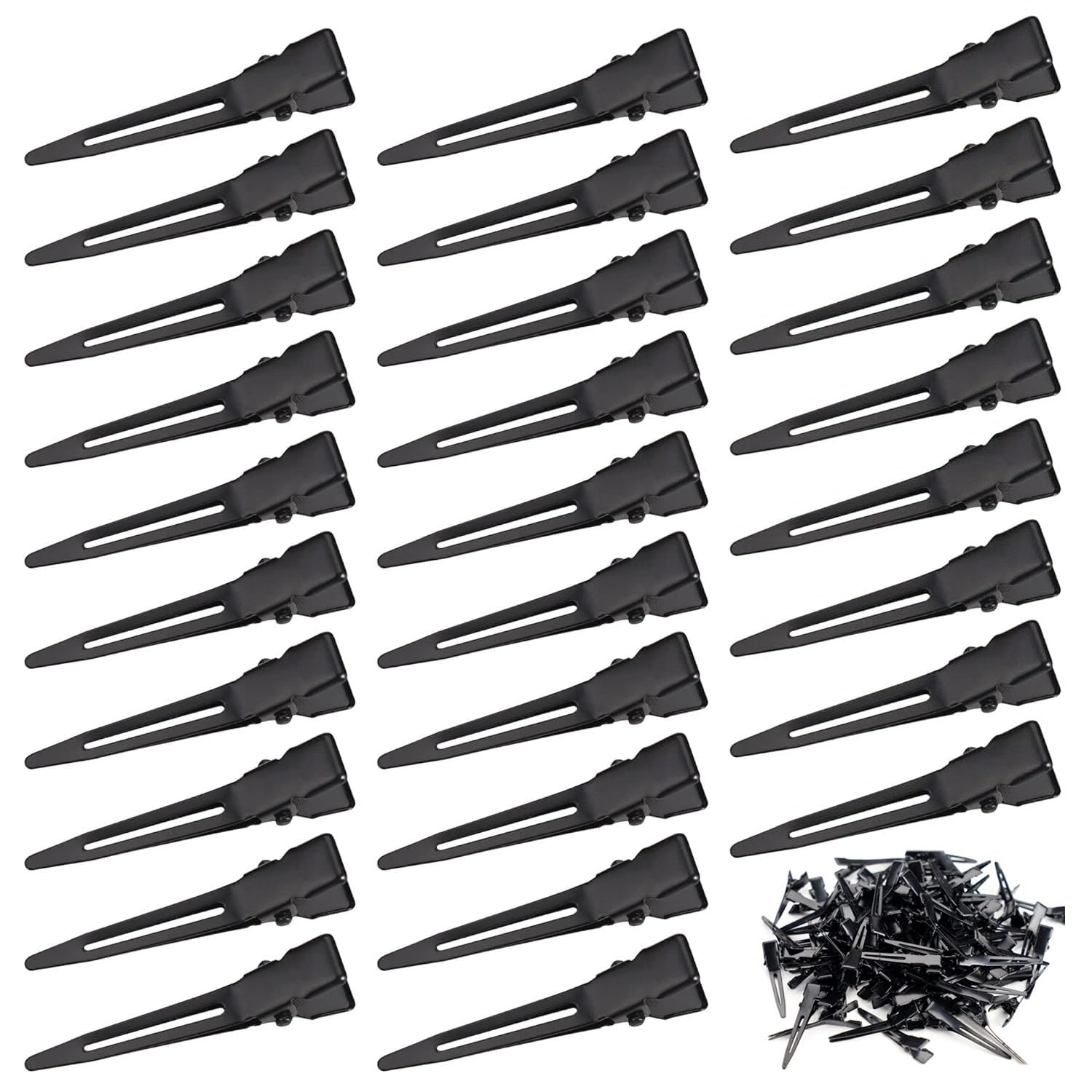 

Профессиональные металлические зажимы для волос «утиный клюв» для объемных корней - Бесшовные стайлинговые зажимы для пушковых волос и челки, Нескользящий набор заколок для салонного и повседневного использования 10PCS чёрный