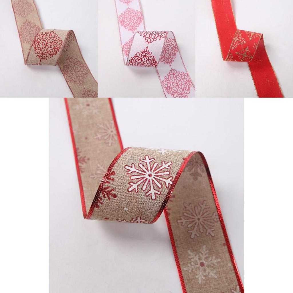 Elegant 2 Meter Christmas Ribbon Decorations With Snowflake And Pine Tree Designs